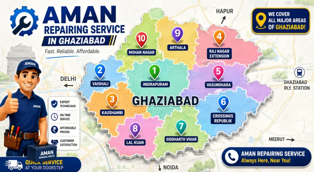 Areas We Cover for TV Repair in Ghaziabad